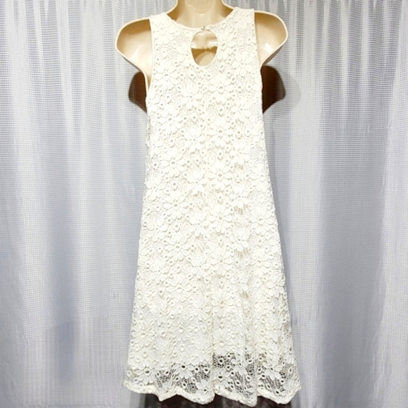 Ginger G Cottagecore Daisy Lace Sheath Summer Mini Dress (L) - Picture 2 of 7